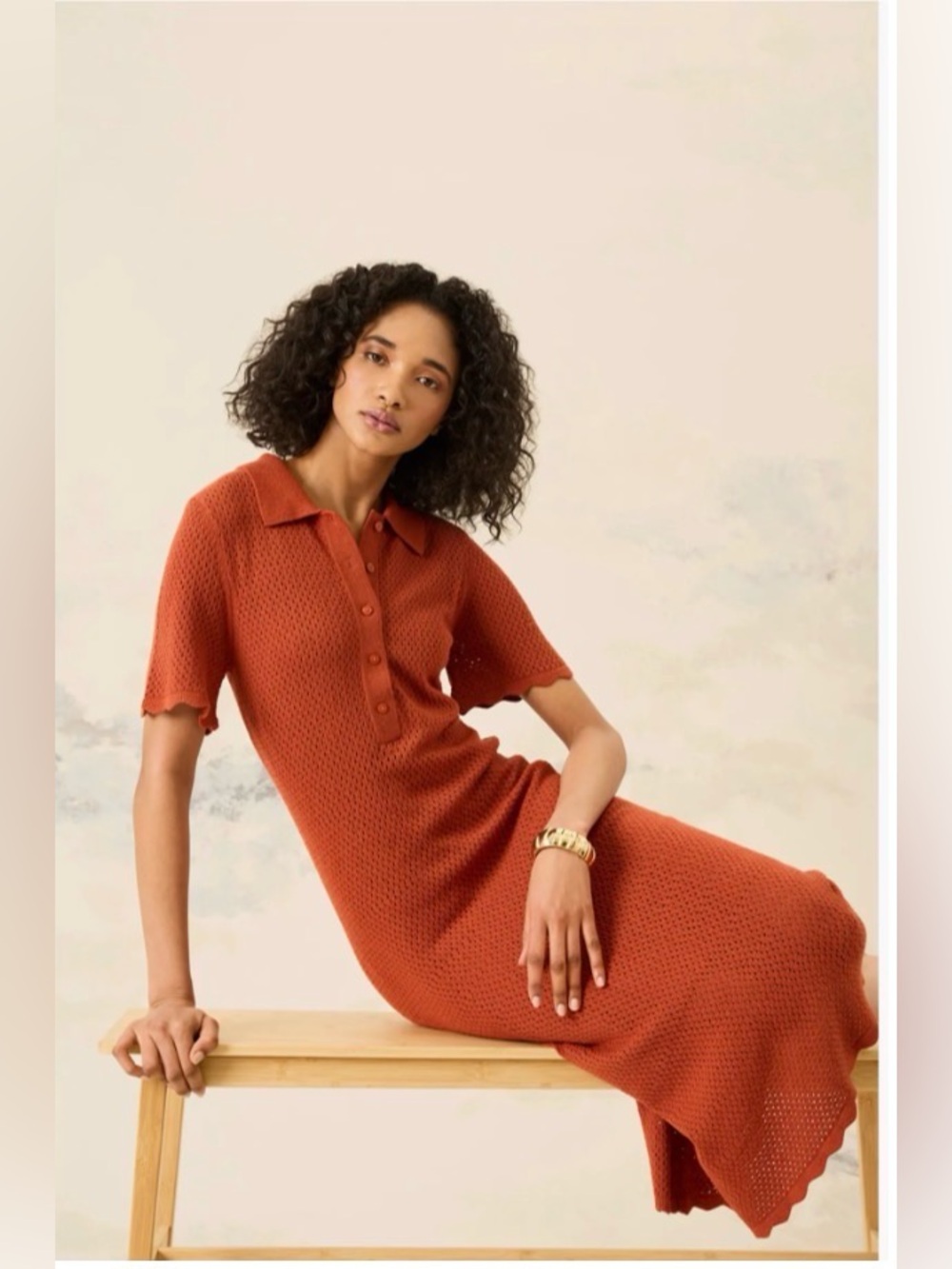 LUXELY
Open Stitch Midi Sweater Dress